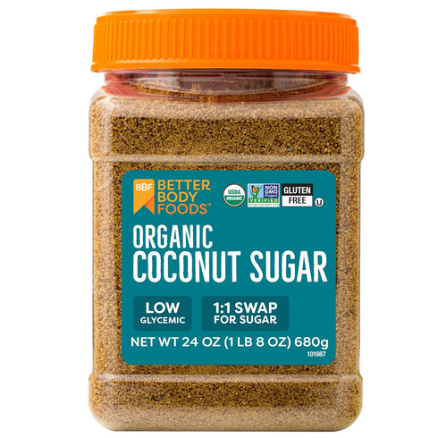 BetterBody Foods Organic Coconut Sugar, Gluten-Free, Non-GMO, Low Glycemic Sugar Substitute, 1.5