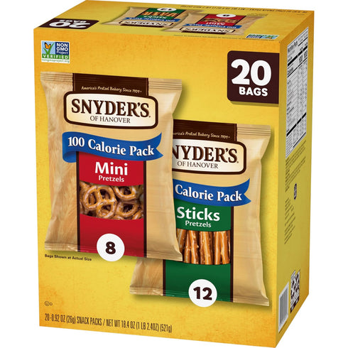 Pack 20 Count 0.92 Oz Snyder's of Hanover Variety Pretzels