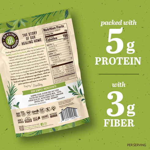 Healing Home Foods 3.5oz (6Pack) Garden Herb Gluten-Free Crackers with Almond Flour, Rosemary & Thyme, Healthy Vegan