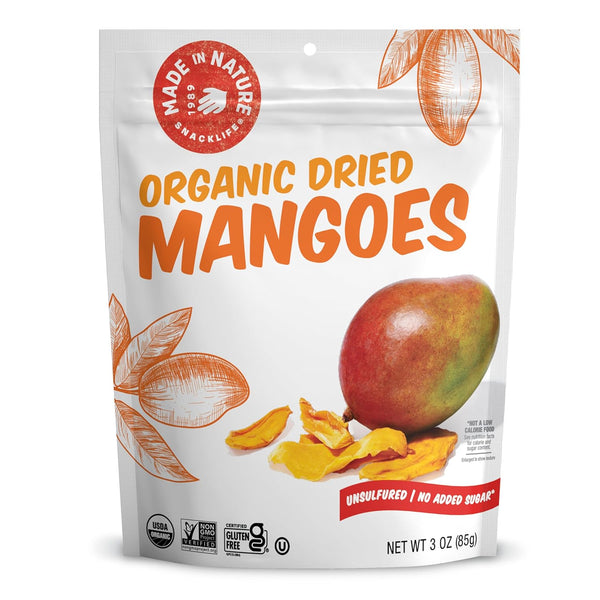 Made in Nature Organic Dried Mangoes, Non-GMO, Gluten Free, Unsulfured, Vegan Snack,