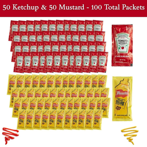 Set: 50 (9g) 50 (7g) Packets 100 Packs 50 packets Gift Ketchup & Mustard - Total Condement (approximately each)