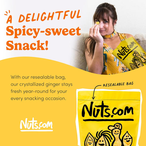 (2 lbs) Nuts.com Crystallized Ginger Pieces - Premium Crystallized Ginger Slices - Spicy & Sweet Candied Ginger Pieces
