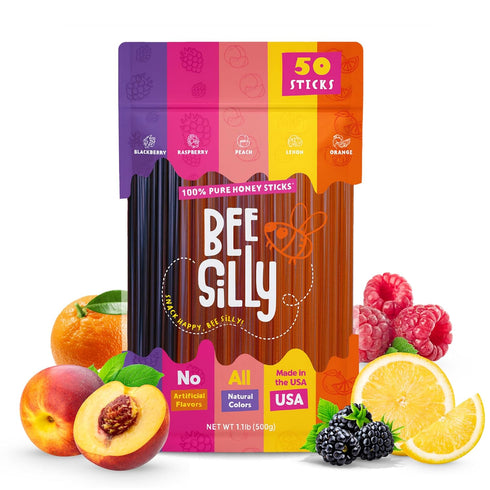 Bee Silly Flavored Honey Sticks - USDA Grade Single Serve Straws, Only 15 Calories