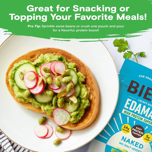 14g 3-Pack 4.75oz Biena Crispy Roasted Edamame Beans Snack Naked No Salt Low Sodium High Protein Snack for Adults