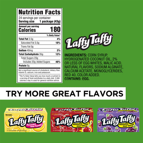 1.5 (Pack 24) Laffy Taffy Candy, Stretchy and Tangy, Watermelon Flavor, Ounce Bars