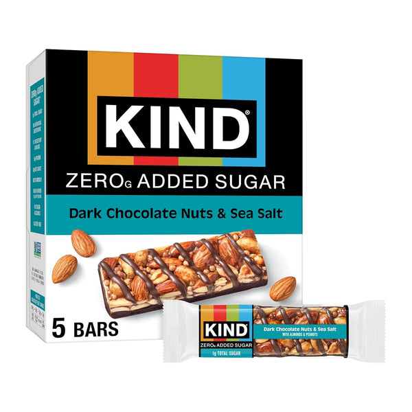 Kind Zero Added Sugar Healthy Snacks Bars, Dark Chocolate Nuts & Sea