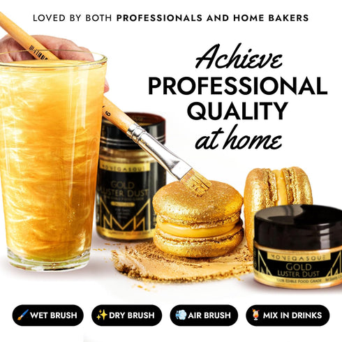 MONÉGASQUE Gold Edible Glitter for Drinks - 15g Edible Glitter for Cakes & Cocktails, Shimmer Powder