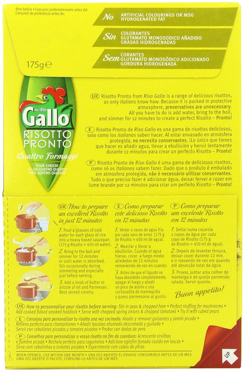Riso Gallo 4 175g Pack 6 Risotto Pronto Cheese