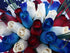 3 Dozen Primitive Patriotic Red with Black Tips, White and Blue with Dark Blue Tips Bouquet
