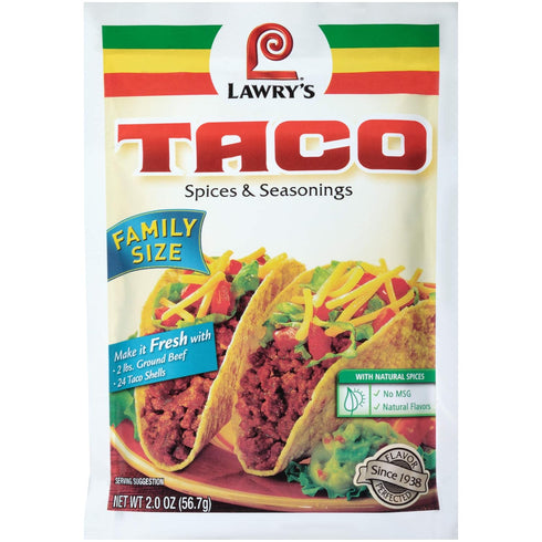 Lawry's Family Size Taco Spices & Seasonings Mix, 2 oz (Pack of
