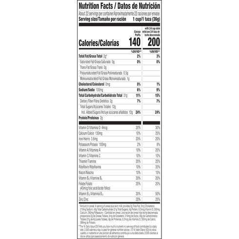 28.5 oz Cocoa Puffs, Chocolate Breakfast Cereal with Whole Grains, Family Size