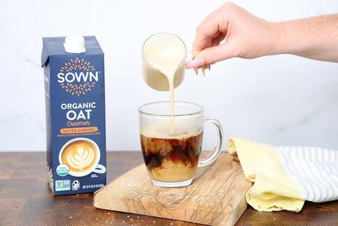 32oz (Pack 6) SOWN Organic Oat Creamer Salted Caramel - Barista Oat Milk Non Dairy Coffee Creamer - Plant Based
