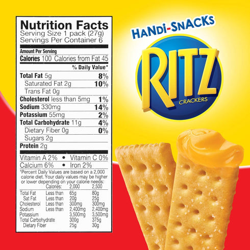 6 0.95 oz Packs RITZ Handi-Snacks Crackers and Cheese Dip