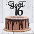 Black Glitter Sweet 16 Cake Topper, Happy 16th Birthday Decor, Cheers to 16 Years, 16th Wedding Anniversary Supplies
