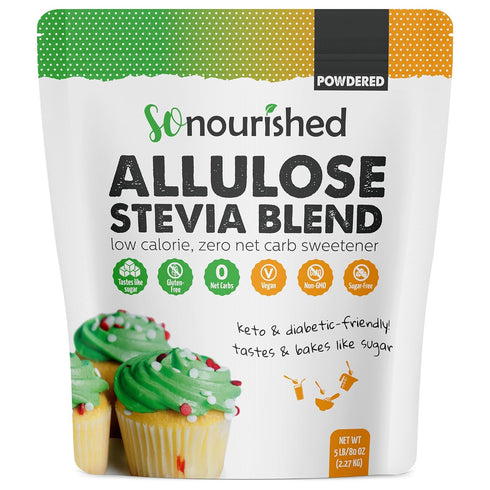 So Nourished Stevia with Allulose Sweetener Powdered - 1:1 Sugar Substitute, Keto