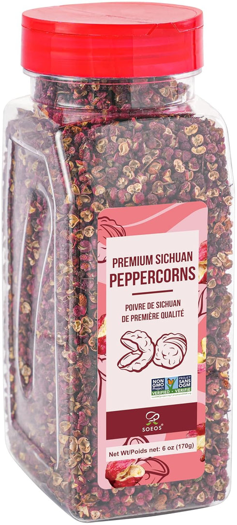 Soeos Sichuan Peppercorns, 6oz(170g), Authentic Szechuan Peppercorns, Less Seeds, Numbing and Tingle