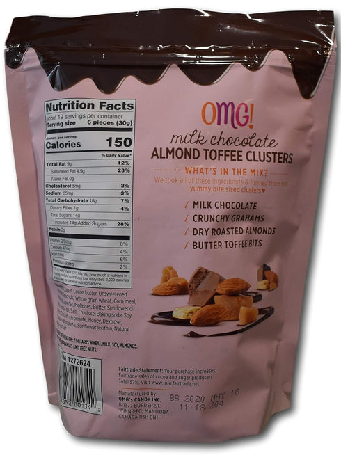 OMG! 33% Milk Chocolate Almond Toffee Clusters- With Cocoa and Fair Trade