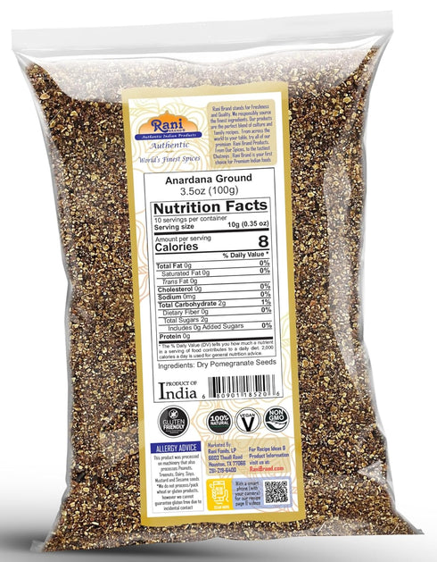 Rani Anardana (Pomegranate) Ground Indian Spice, 3.5oz (100g) - All Natural, Vegan, Gluten Friendly