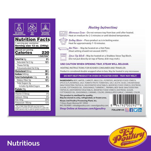 (2 Pack) KJ Poultry Kosher for Passover Gluten Free Meals, Beef Goulash Stew with Vegetables Prepared Entree Fully