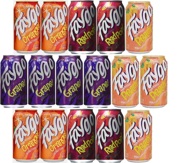Generic Faygoo Soda Pop 4 flavors Soft Drink 12oz Cans Variety Pack PACK