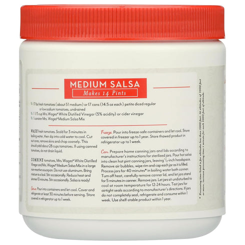Mrs. Wages Medium Salsa Canning Mix, 11.2 oz Canister (Pack of 1) - Quick and Easy Flavorful Spice