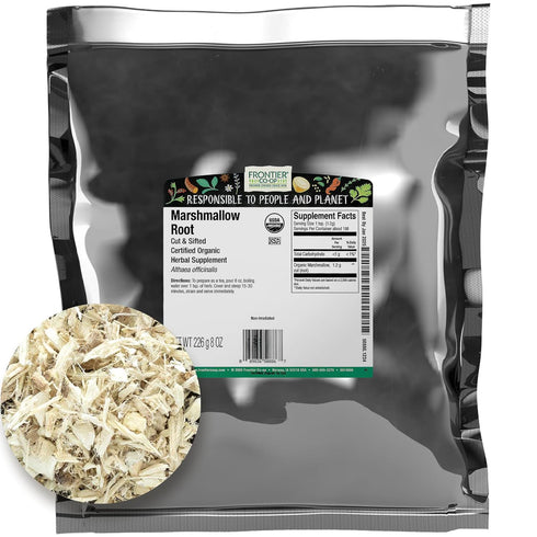 Frontier Co-op Organic Marshmallow Root - 8-Ounce Bulk for Wellness Recipes, Beverages, Skin Care