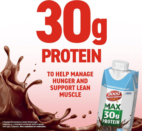 30g 11 Oz (Pack 12), Packaging BOOST Glucose Control Max Protein Nutritional Drink, Rich Chocolate, Fl of May Vary