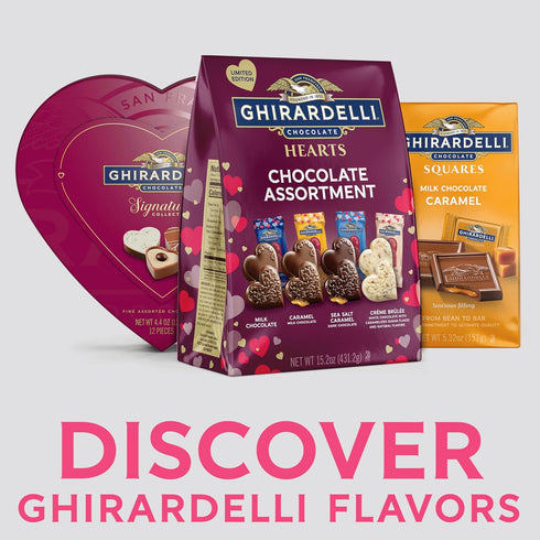 15.2 oz GHIRARDELLI Hearts Chocolate Assortment, Bag Premium Valentines Day Candy Individually Wrapped Assorted