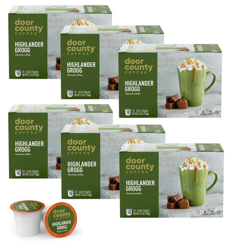 Door County Coffee Highlander Grogg Flavored Ground - 60 Count Single Serve