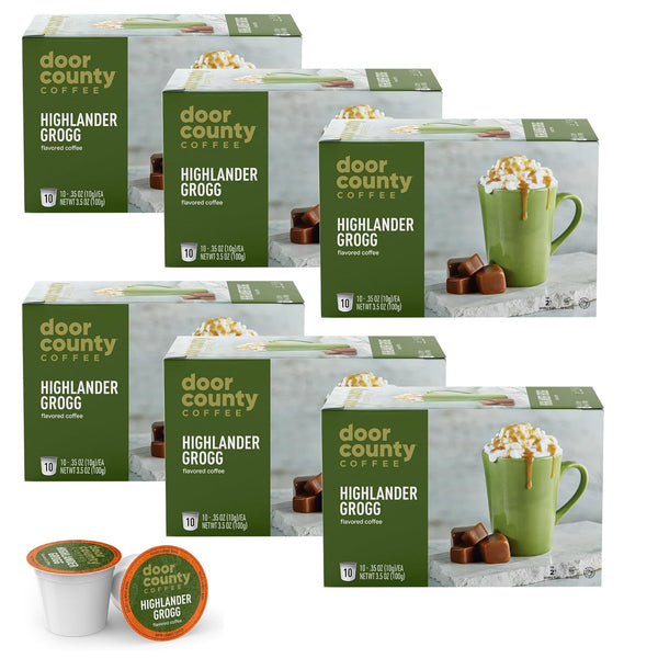 Door County Coffee Highlander Grogg Flavored Ground - 60 Count Single Serve