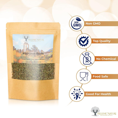 WILD GREEK THYME DRIED - Premium Quality from Mount Olympus, Handpicked, 40g (1.41oz) in DoyPack
