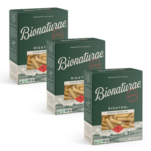 Bionaturae Rigatoni Pasta Noodles - Durum Semolina Pasta, Kosher, High Protein, Non-GMO
