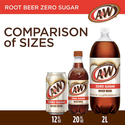 12 oz. 12 Pack (Pack 2) A&W Zero Sugar Root Beer Soda, fl. Cans