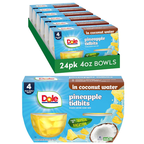 Dole Pineapple Tidbits in Coconut Water - Dole Fruit Bowls Snacks -