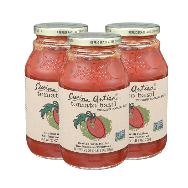 Cucina Antica Pasta Sauce, Tomato Basil, 25 Ounce (Pack Of 3)