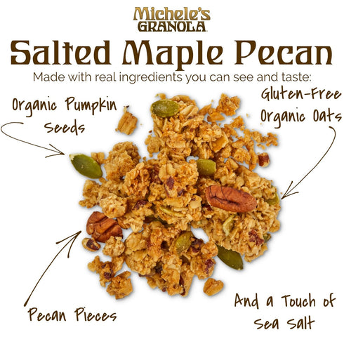 36oz Michele's Granola Salted Maple Pecan, Handmade, Whole Grain, Vegan, Gluten-Free & Non-GMO, Resealable Bag