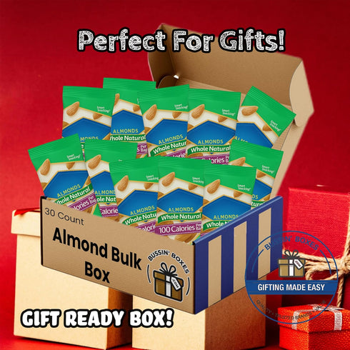 Packs 30 Count 100 Almond Snack Calorie Nut Snack Bags Bulk Individually Wrapped Roasted Almonds for School, Office