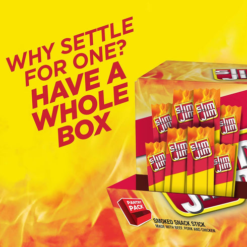 6g 0.28 oz. (46 Count) Slim Jim Smoked Meat Sticks, Original Flavor, Protein Per Serving, Snack Size