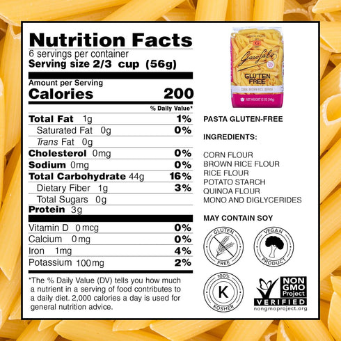 (6 pack) Garofalo - Premium Gluten-Free Penne Pasta, Italian Made, Corn, Rice, Potato & Quinoa Blend, Bronze-Drawn, Al