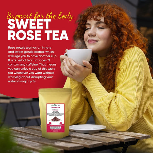 4 OZ Greenhilltea Premium Dried Rose Petals - Rose Tea - Edible Flowers for drinks, Baking, Desserts, Cocktails