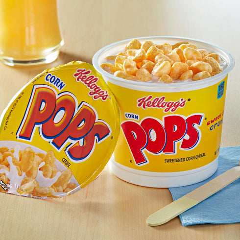 8 (12 Kellogg's Corn Pops Cold Breakfast Cereal Cups, Vitamins and Minerals, Kids Snacks, Original Cups)