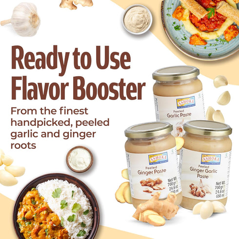 300 (Pack 1) Ashoka Ginger Garlic Paste | Fresh Cooking Paste | Vegan | Gluten-Free | Kosher Certified | Non-GMO | No