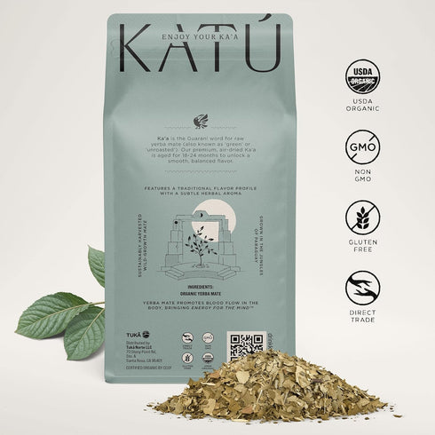 2-Pack (2 500g) 1kg Kat Kaa Yerba Mate Tea x Organic Loose-Leaf, Air-Dried & Unroasted for Smooth Traditional Taste