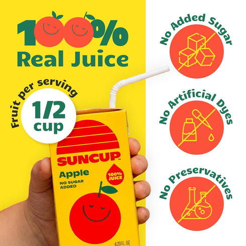 100% 49 Pack 4.23 oz (40 Pack), SunCup Juice Boxes for Kids | No Added Sugar, No Dyes, No Preservatives | Trusted
