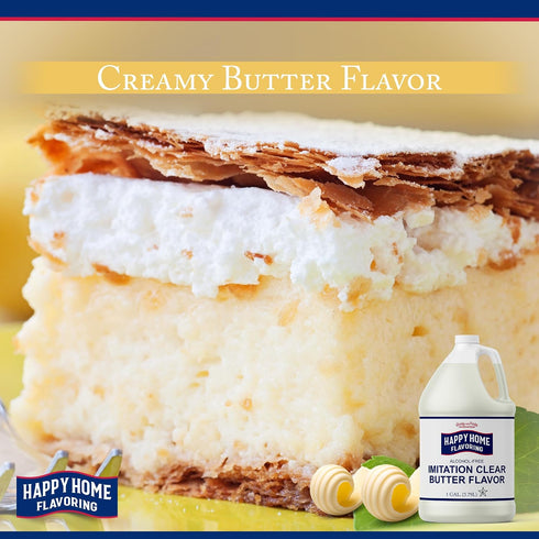 1 Happy Home Imitation Clear Butter Flavoring, Non-Alcoholic, Certified Kosher, Gallon