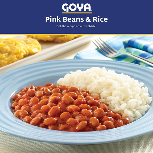 Pack 2 (15.5 oz Goya Low Sodium Pink Beans Canned, Smooth and Flavorful Habichuela Rosada, Pantry Staple, of Cans)