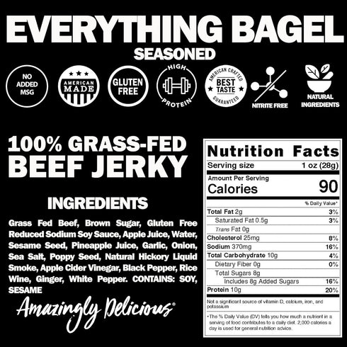12oz Field Trip Grass Fed Beef Jerky, Healthy Gluten Free Snacks, All Natural, Paleo-Friendly Meat Snacks, High