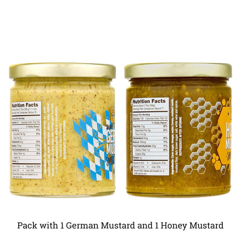 2-Pack 1 1 Unique Snacks Variety Mustard Dips and Spreads, German Mustard and Honey Mustard, Non-GMO, Flavorful