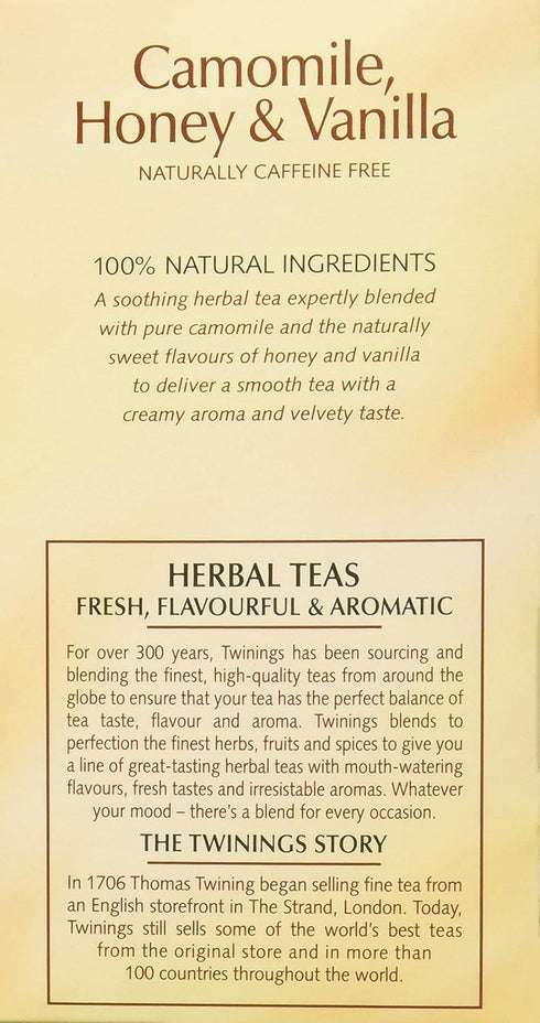 20 Twinings Herbal Tea Chamomile Honey and Vanilla -- Tea Bags