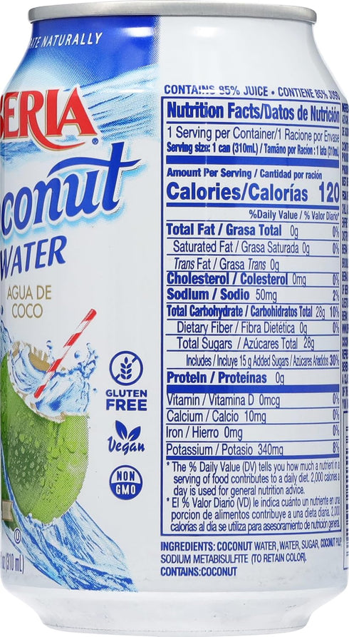 10.5 Oz (Pack 24) Iberia Coconut Water With Pulp, Fl